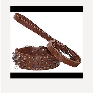 0761 haoyueer Spiked Studded Dog Collar & Leash